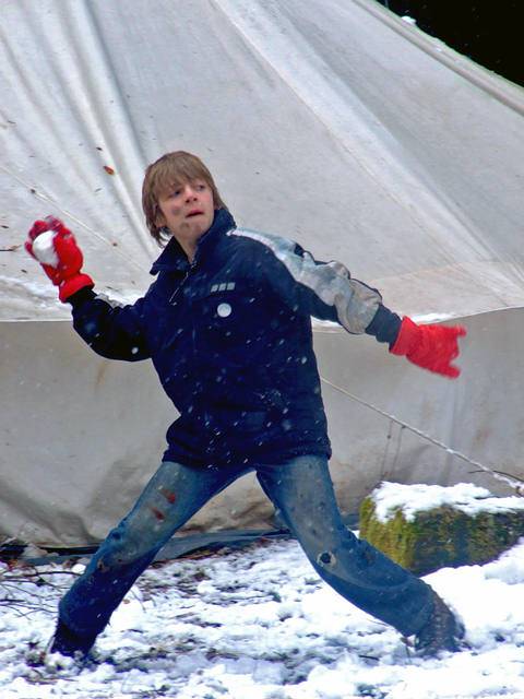 A snowball fight is always popular. Make sure the snowballs are not too hard.