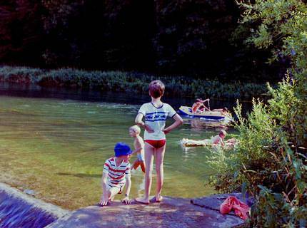 swimming with kids in the camp