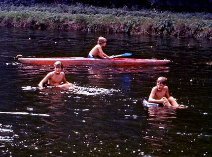 swimming with youth at the lake