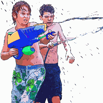 Water Fight with Kids