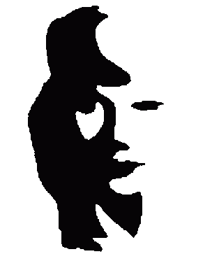 A saxophone player or a face.
