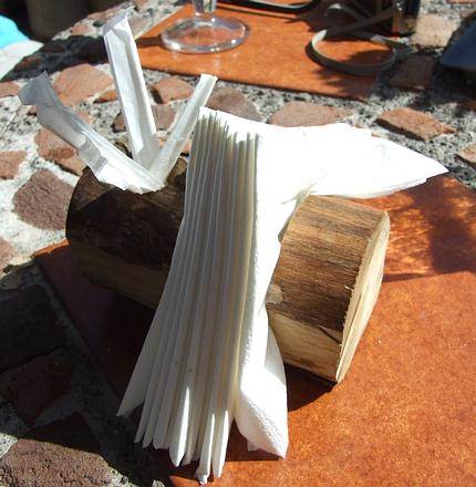 A napkin holder made from wood