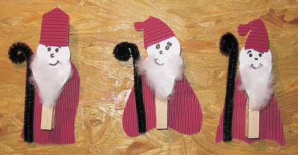 Clothes peg Santa-Claus and Christmas angel