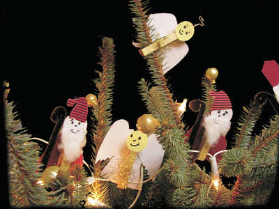 Clothes peg Santa-Claus and Christmas angel