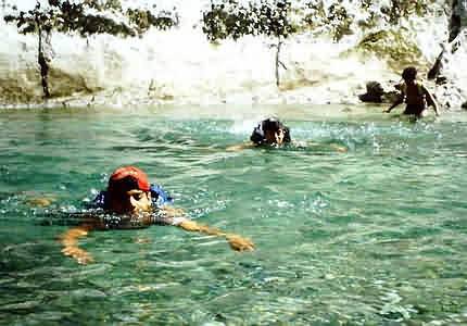 Swimming through a canyon with kids