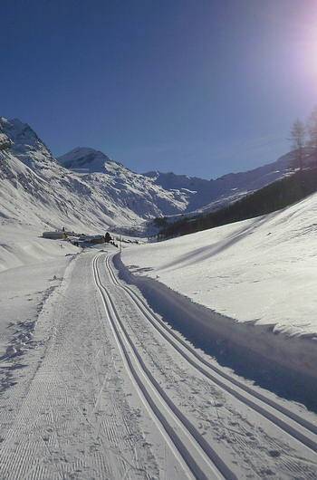 cross-country ski run up to the glacier