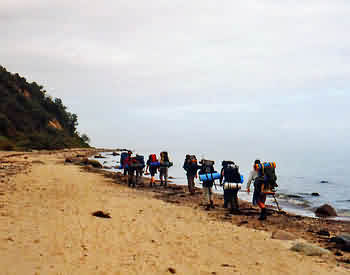 hiking along the shore