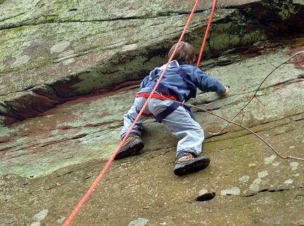 Climbing at an exercise rock